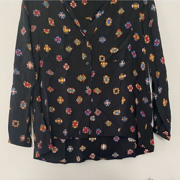 Zara Basic print, button down, High/low top size Medium - Picture 3 of 12